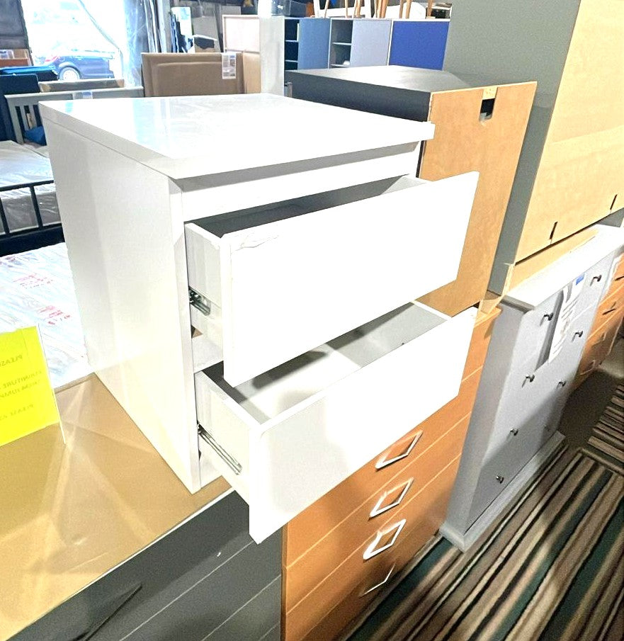 Assembled Habitat Jenson 2 Drawer Bedside Table - White Gloss